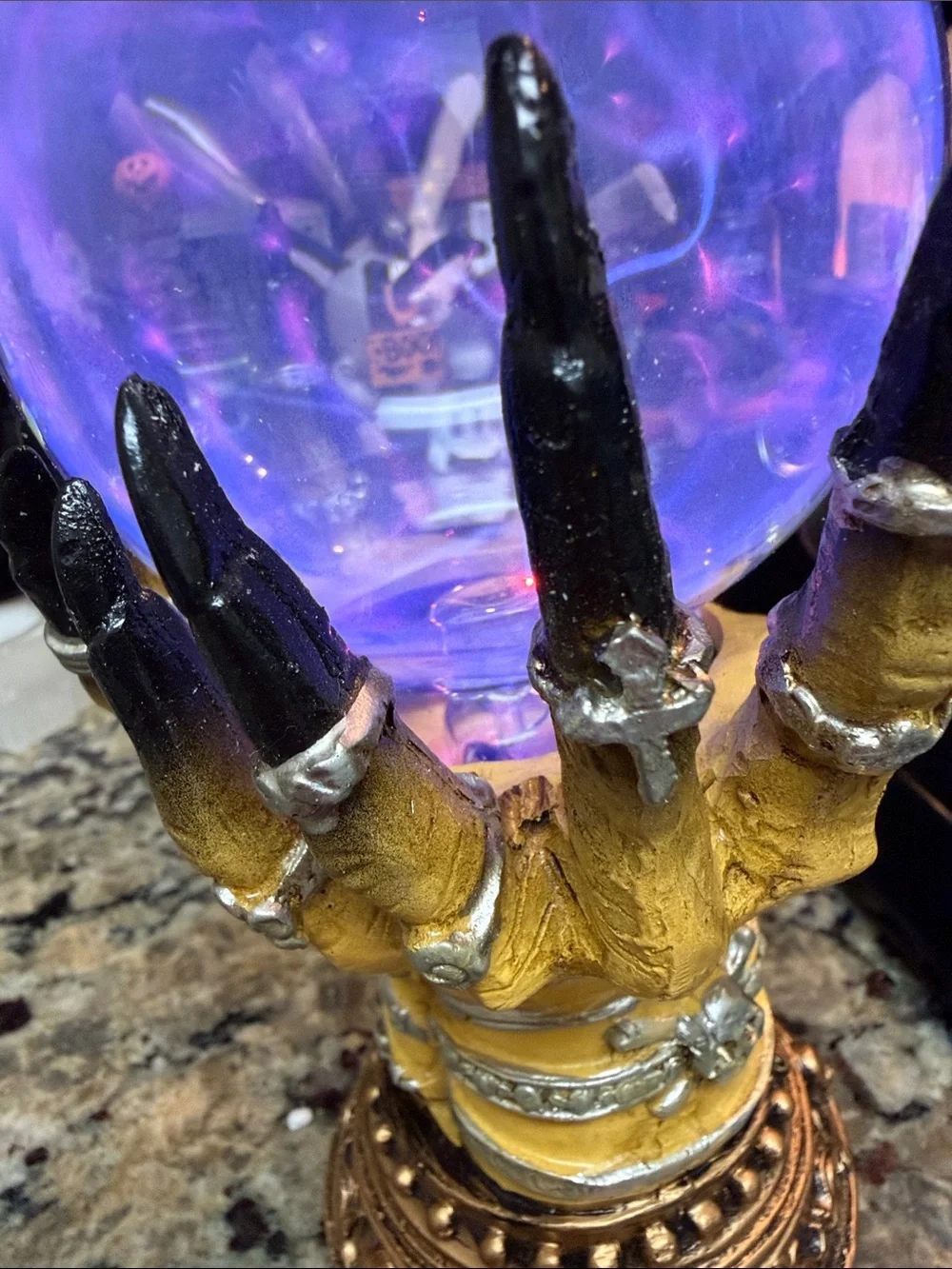Decorative Yellow Hand Plasma Lantern with Blue-Purple Orb